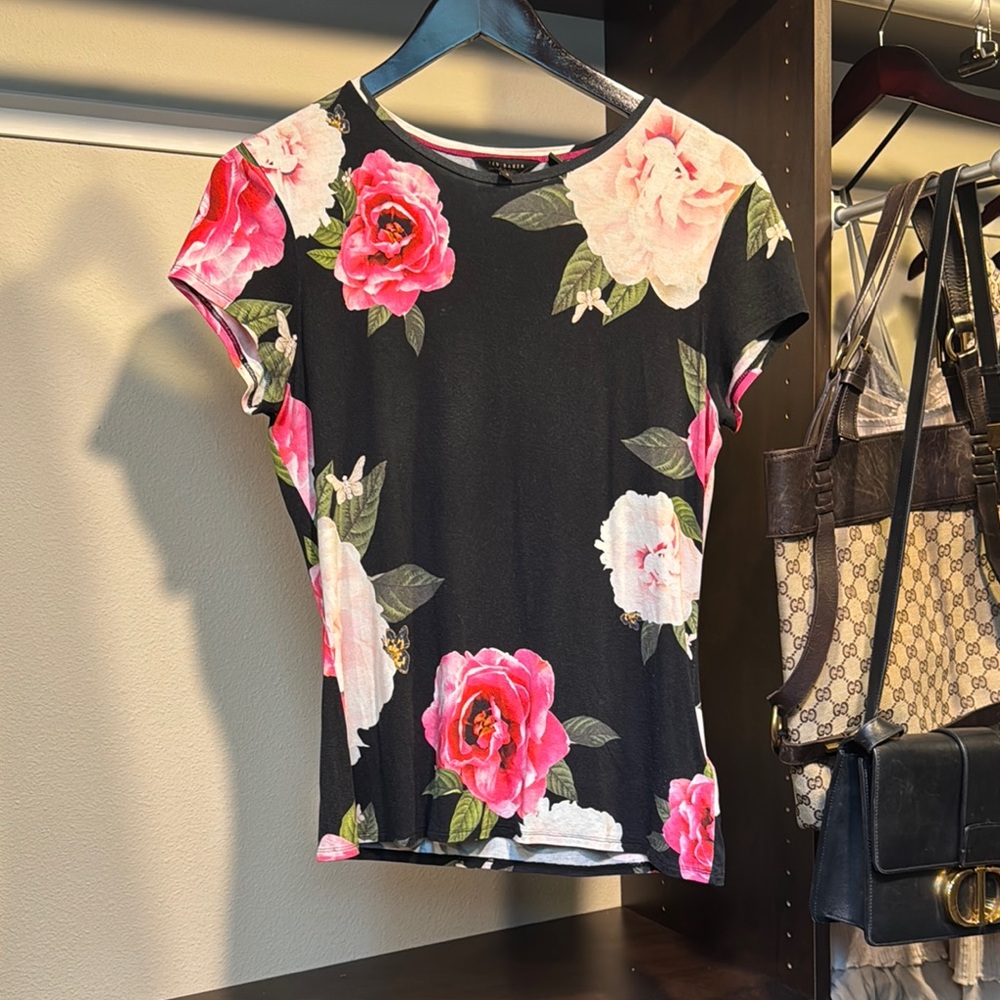 Floral Black Top